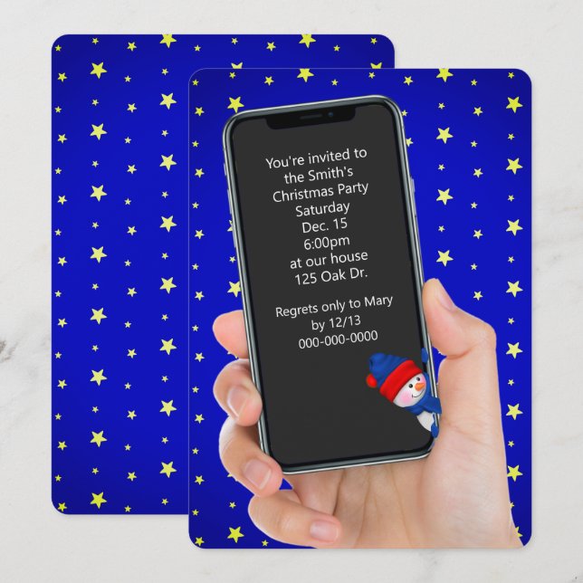 Weihnachts-Party-Telefonanschrift Einladung (Vorne/Hinten)