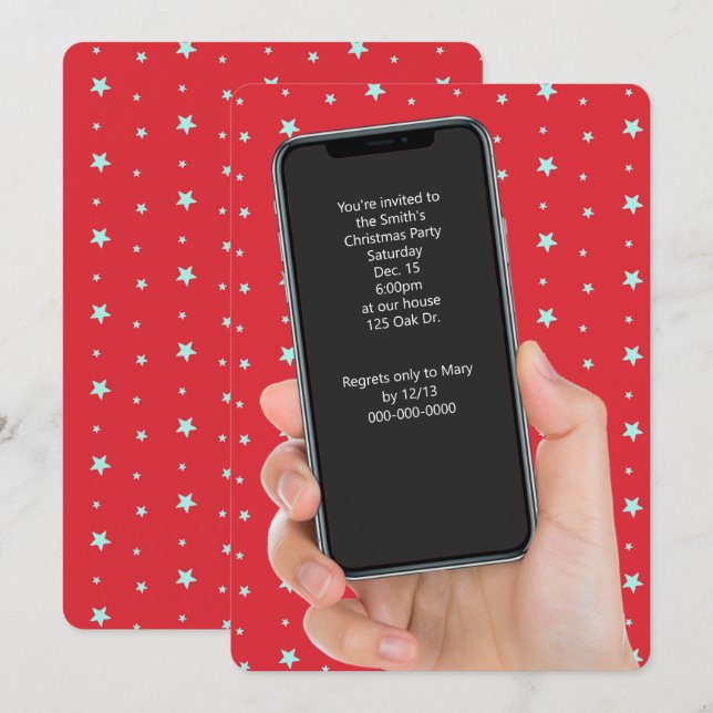 Weihnachts-Party-Textnachricht telefonisch Einladung (Vorne/Hinten)