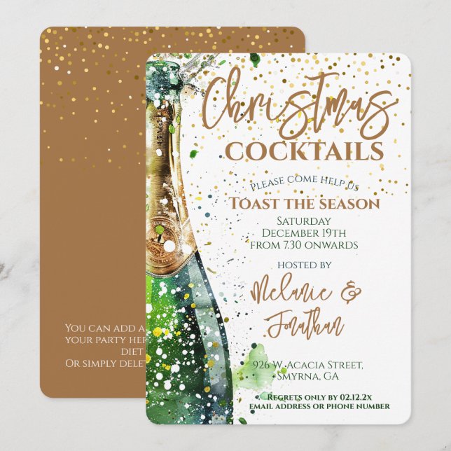 Weihnachts-Party Toast Die Saison bläserne Flasche Einladung (Vorne/Hinten)