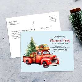 Weihnachts-Party Vintager LKW Urlaub Einladung Postkarte