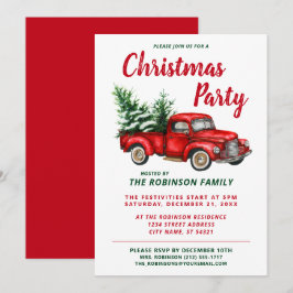 Weihnachts-Party Vintager Rotlastwagen Einladung