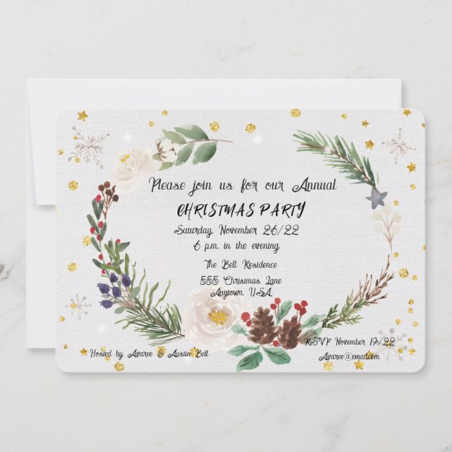 Weihnachts-Party Wasserfarbe Ankündigung (Vorderseite)