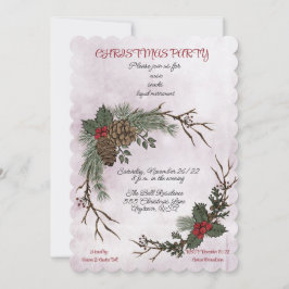 Weihnachts-Party Wasserfarbener Pinienwald Ankündigung