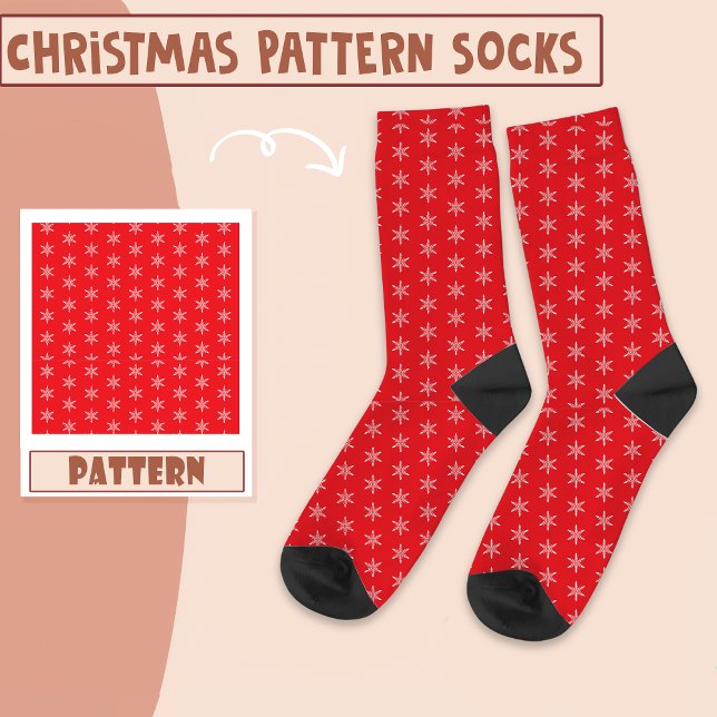 Weihnachts-Party Weihnachten Schnee Rotes Muster Socken (Von Creator hochgeladen)