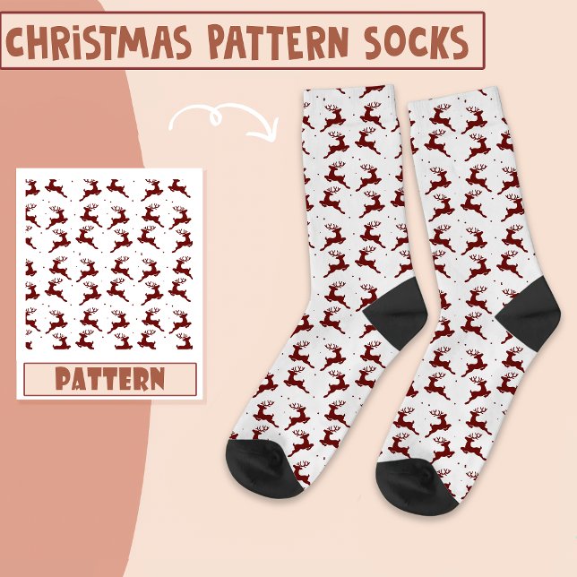 Weihnachts-Party Weihnachts Rentier Rotes Muster Socken (Von Creator hochgeladen)