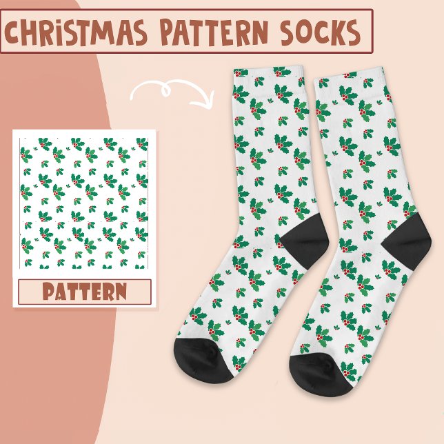Weihnachts-Party Weihnachtsleaf Grün Muster Socken (Von Creator hochgeladen)