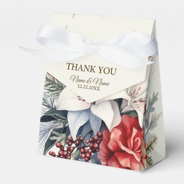 Weihnachts-Party Weißes Rotes Blume Geschenkschachtel (Vorderseite)