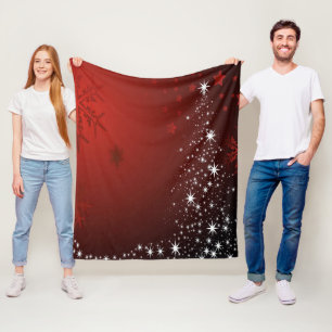 Weihnachts-Party White Stars Tree Rote Schneeflock Fleecedecke