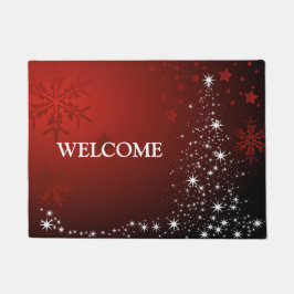 Weihnachts-Party White Stars Tree Rote Schneeflock Fußmatte
