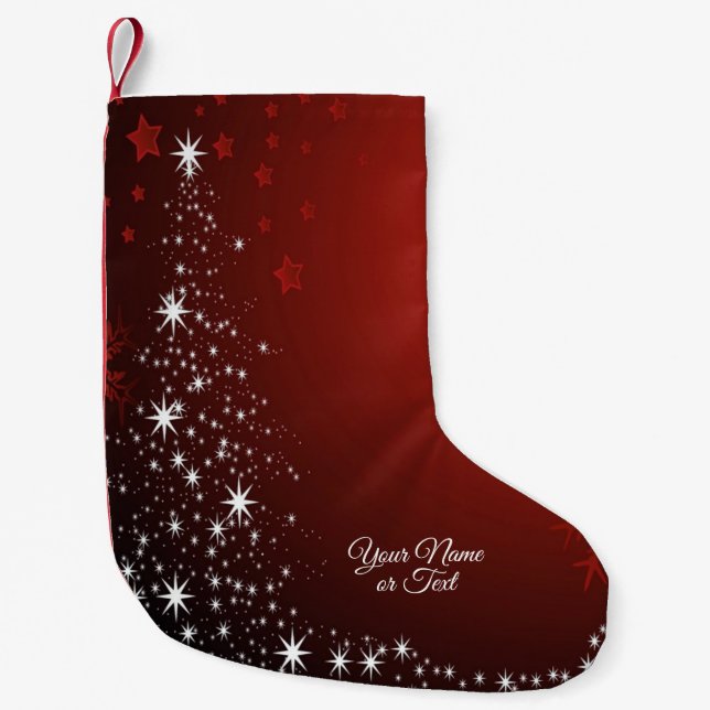 Weihnachts-Party White Stars Tree Rote Schneeflock Kleiner Weihnachtsstrumpf (Vorderseite)
