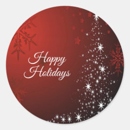Weihnachts-Party White Stars Tree Rote Schneeflock Runder Aufkleber
