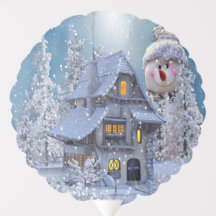 Weihnachts Party Winter White Snowman Blue Rustika
