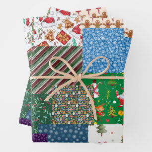 Weihnachts-Patchwork-Mischfarbe Geschenkpapier Set