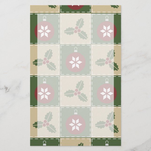 Weihnachts-Patchwork-Papier Briefpapier (Vorderseite)
