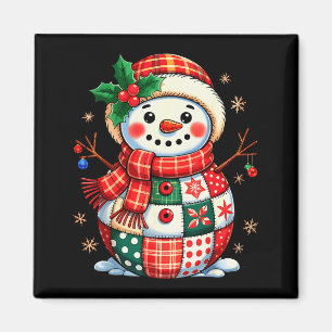 Weihnachts-Patchwork-Schneemann - Gequiltes Weihna Magnet