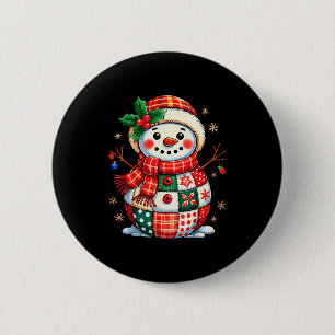 Weihnachts-Patchwork-Schneemann - Gequiltete Weihn Button