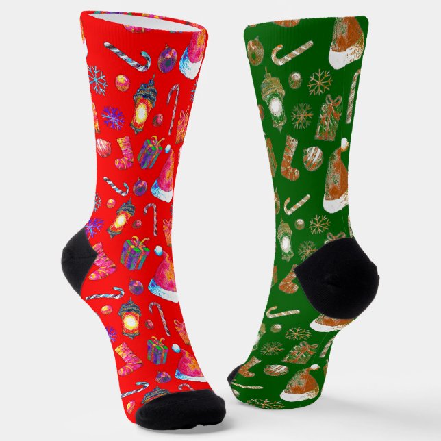 Weihnachts-Pattern-Fun-Socken Socken (Gewinkelt)