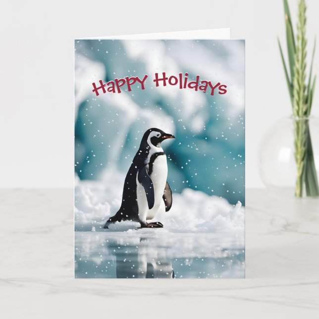 Weihnachts-Penguin auf Iceberg Feiertagskarte (Vorderseite)