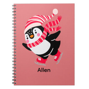 Weihnachts-Penguin in einem Hut und Scarf auf Skat Notizblock