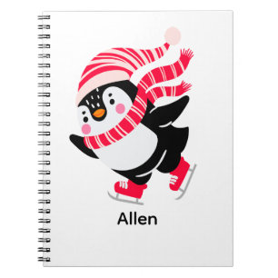Weihnachts-Penguin in einem Hut und Scarf auf Skat Notizblock