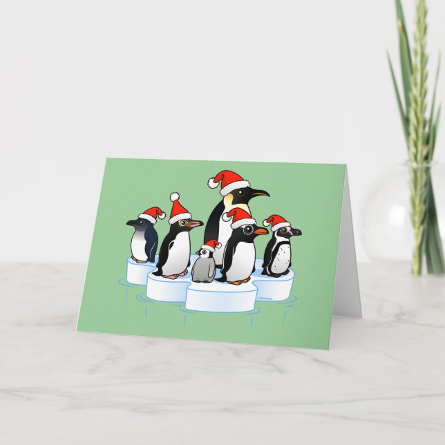 Weihnachts-Penguin-Party Feiertagskarte (Vorderseite)