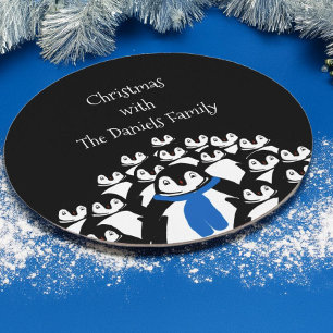 Weihnachts-Penguin Personalisiertes Party Runder Pappuntersetzer