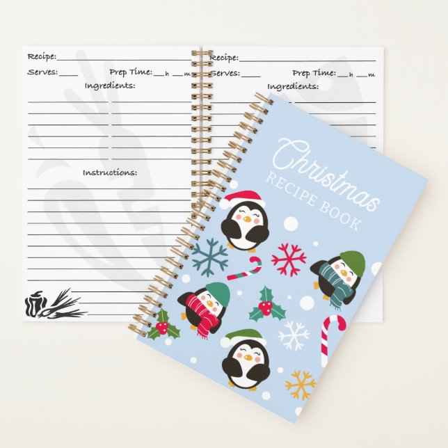 Weihnachts-Penguin Rezept Notizbuch (Innen)