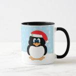 Weihnachts-Penguin-Tasse Tasse<br><div class="desc">Genießen Sie diese niedliche Penguin-Tasse für Ihren Morgenkaffee oder schenken Sie es als Geschenk. In dieser Tasse befindet sich ein Pinguin mit einem Hut aus dem Weihnachtsmann mit Schneeflocke. Er dreht sich alles um frohe Weihnachten. Sie können sogar diese Pinguin Weihnachten-Tasse mit einem Namen personalisieren oder Text wie "Frohe Weihnachten"...</div>
