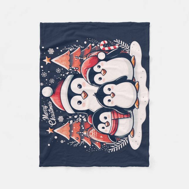 Weihnachts-Penguin von Rp Fleecedecke (Vorderseite)
