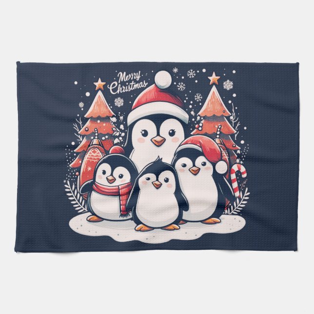 Weihnachts-Penguin von Rp Geschirrtuch (Horizontal)