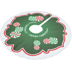 Weihnachts Peppermint Candies Tree Skirt Polyester Weihnachtsbaumdecke