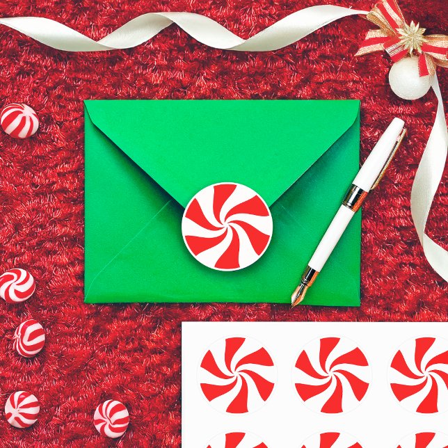 Weihnachts Peppermint Candy Classic Round Sticker (Von Creator hochgeladen)