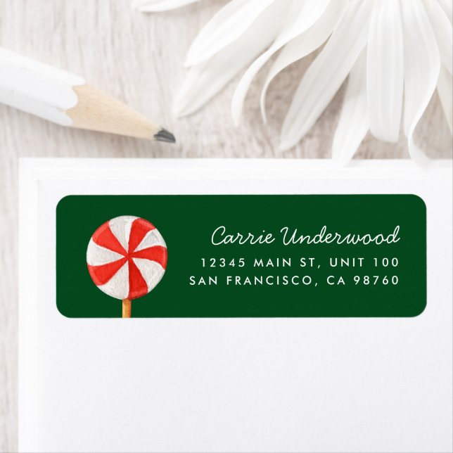 Weihnachts Peppermint Candy Return Address Label (Insitu)