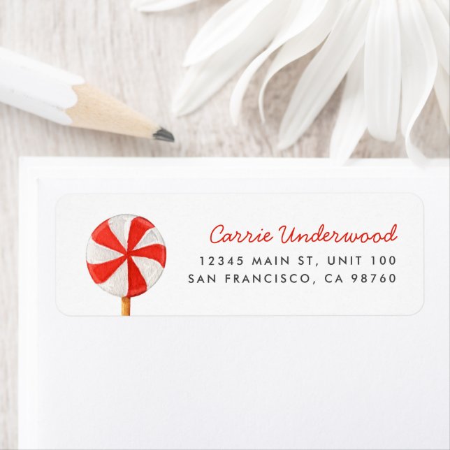 Weihnachts Peppermint Candy Return Address Label (Insitu)