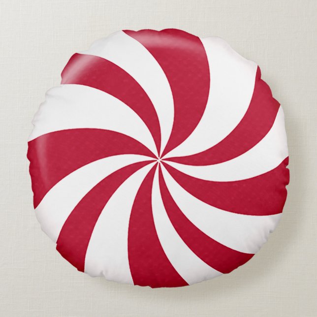 Weihnachts Peppermint Candy Rundes Kissen (Vorderseite)