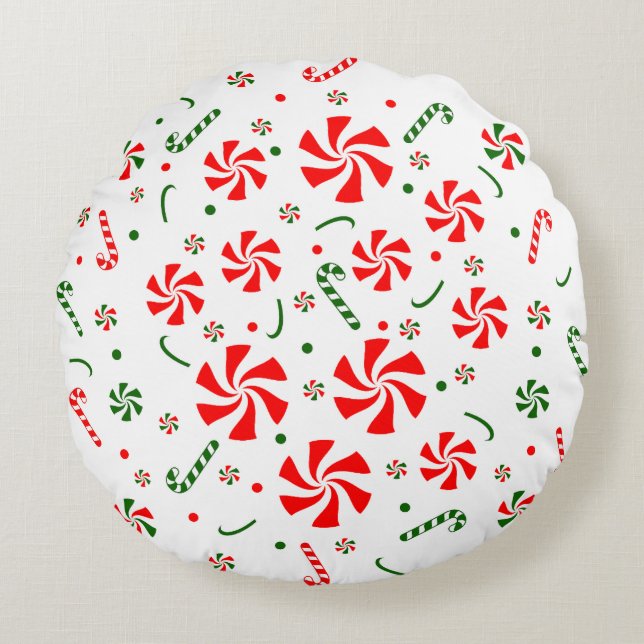Weihnachts Peppermint Candy Rundes Kissen (Vorderseite)