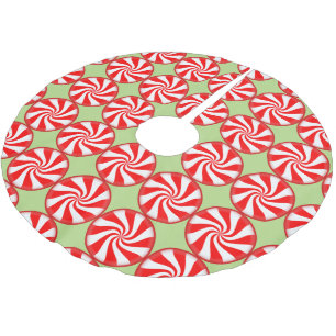 Weihnachts Peppermint Rot Weißer Streifen Süßigkei Polyester Weihnachtsbaumdecke