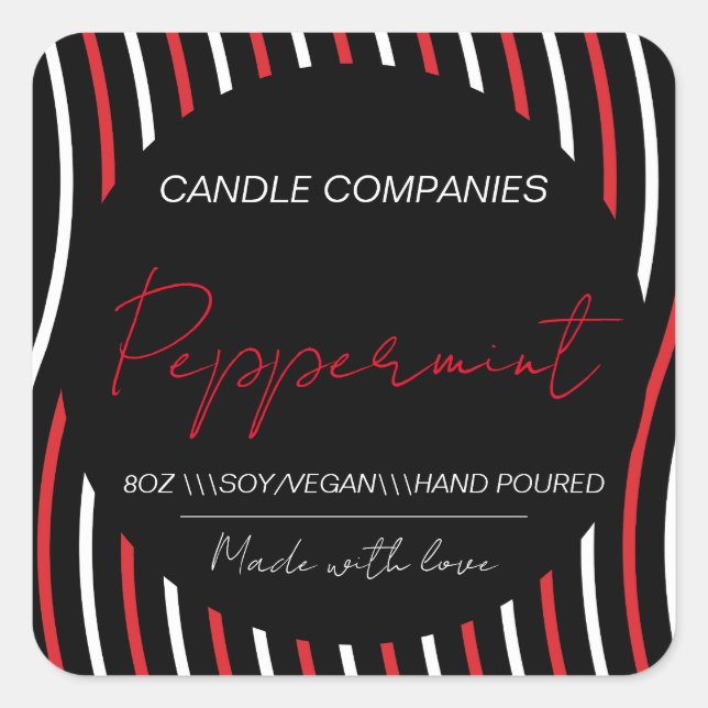 Weihnachts Peppermint Vegan Candle Maker Business Quadratischer Aufkleber (Vorderseite)