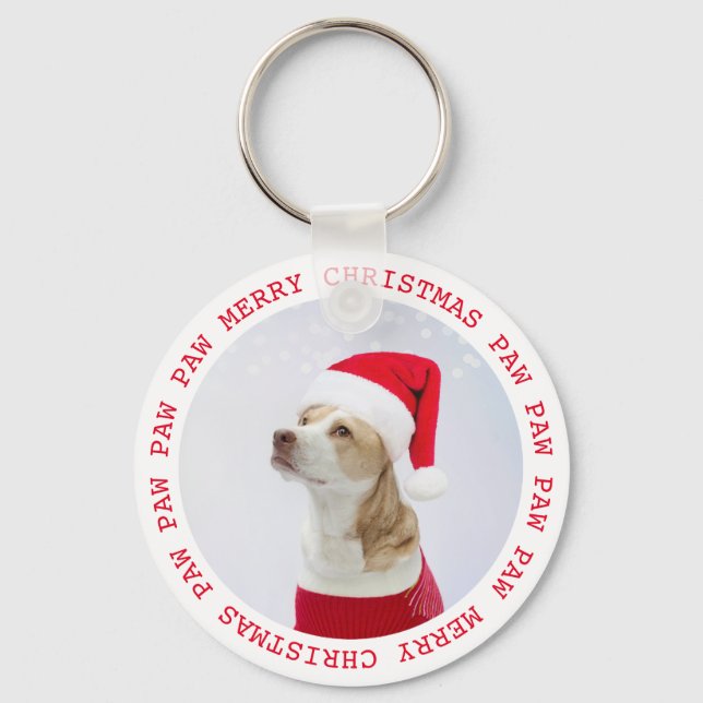 Weihnachts-Personalisiertes Haustier-Foto Schlüsselanhänger (Vorderseite)