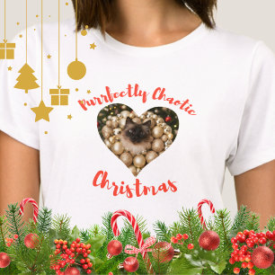 Weihnachts-Personalisiertes-Katze-Herz-Foto-Rahmen T-Shirt