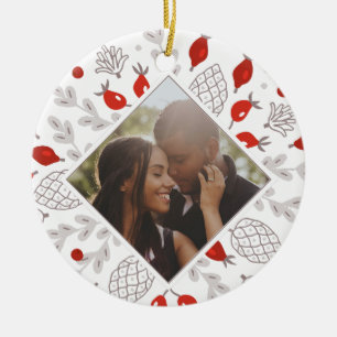 Weihnachts-Personalisiertes Winter-Foliage-Foto Keramik Ornament