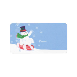 Weihnachts-Pfefferminz-Schneemann-Aufkleber-Gesche Adressaufkleber