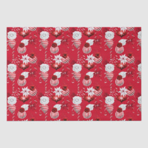 Weihnachts-Pfefferminz Zierband mit floralem Mus Seidenpapier