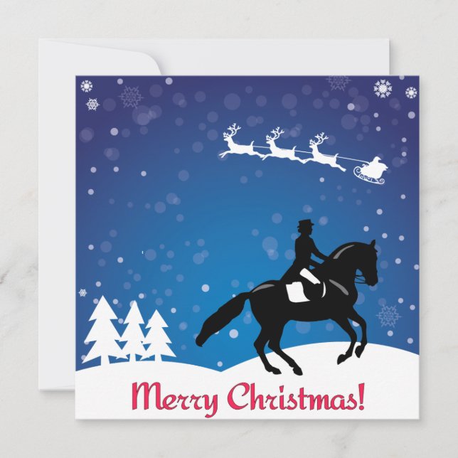 Weihnachts-Pferd Dressage Winter Karte (Vorderseite)