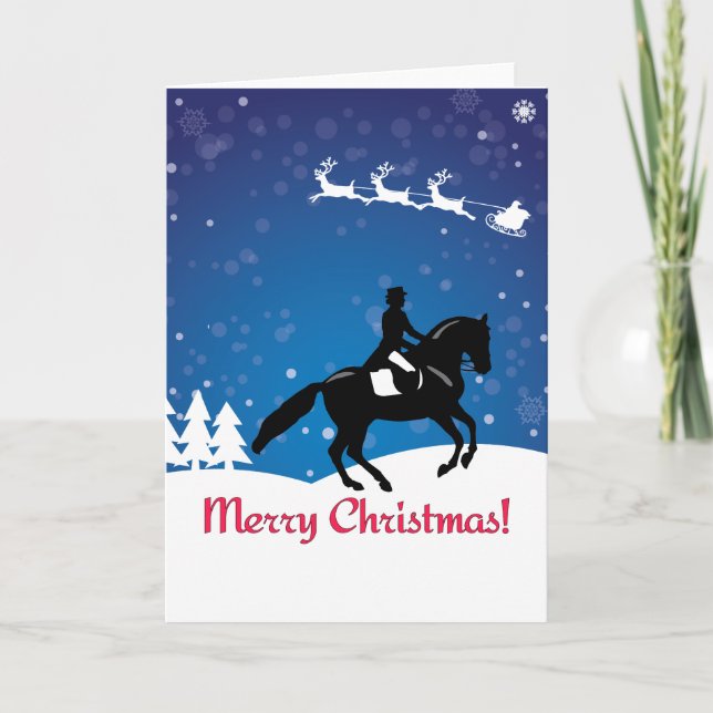 Weihnachts-Pferd Dressage Winter Karte (Vorderseite)