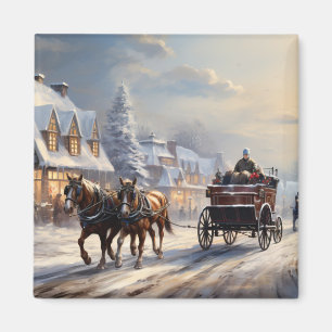 Weihnachts-Pferd-Gezeichnet Beförderungsstraße Magnet