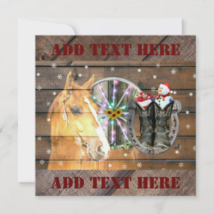 Weihnachts-Pferd-Wagenrad-Cowboy-Stiefel-Hufeisen Mitteilungskarte