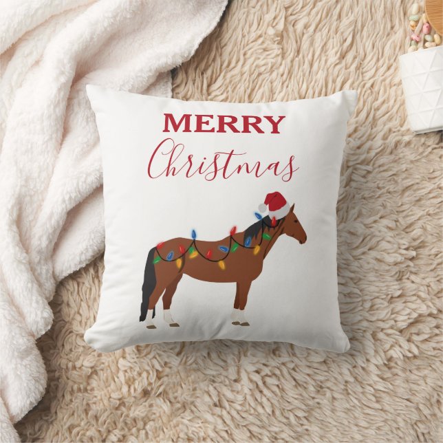 Weihnachts-Pferd-Weihnachtsmannmütze Weihnachtslic Kissen (Decke)