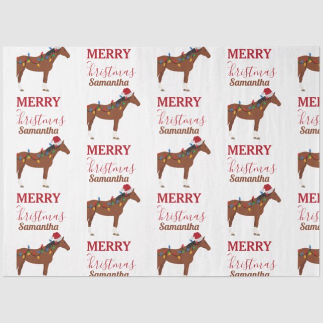 Weihnachts-Pferd-Weihnachtsmannmütze Weihnachtslic Seidenpapier (Vorderseite)