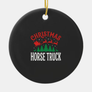 Weihnachts-Pferde-LKW-Santa-Schlitten Keramik Ornament
